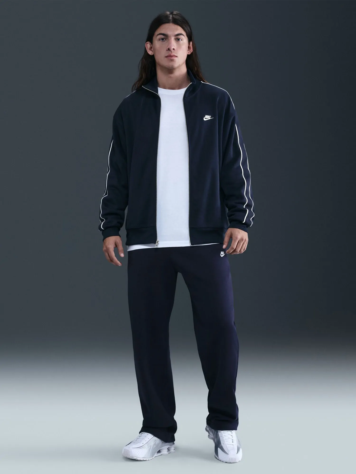 Толстовка мужская Nike M NK CLUB KNIT OS TRACK JACKET темно-синяя