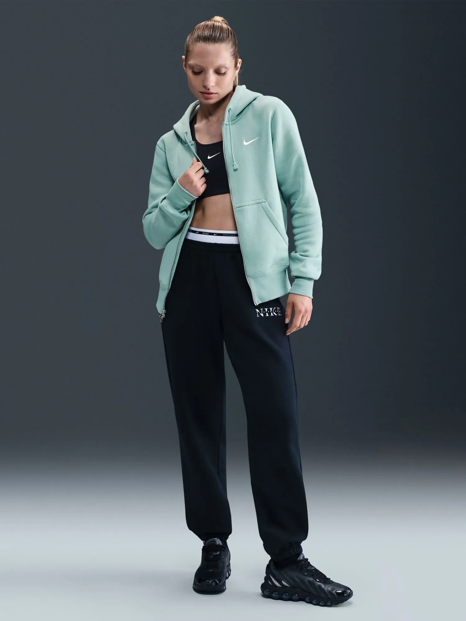 Толстовка женская Nike W NSW PHNX FLC STD FZ HDY бирюзовая HJ0995