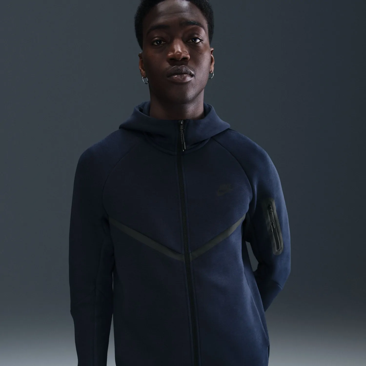 Толстовка мужская Nike M NK TCH FLC FZ WR HOODIE темно-синяя