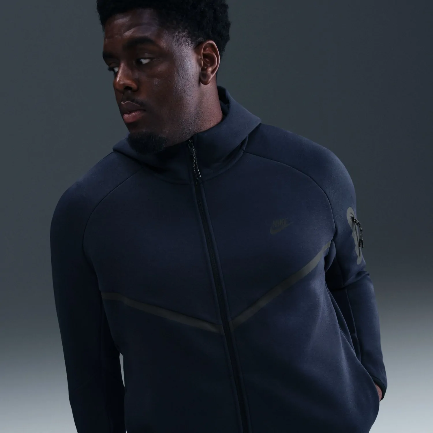 Толстовка мужская Nike M NK TCH FLC FZ WR HOODIE темно-синяя