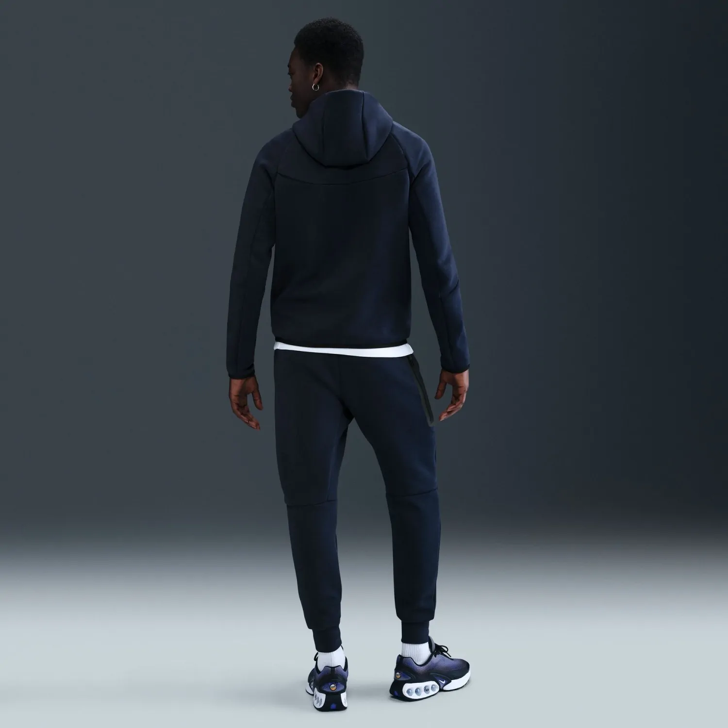 Толстовка мужская Nike M NK TCH FLC FZ WR HOODIE темно-синяя
