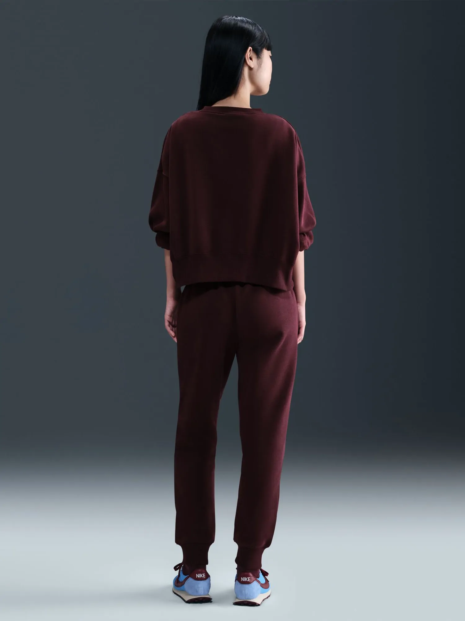 Толстовка жіноча Nike W NSW STYLE FLC CREW OOS бордова DQ5761-652