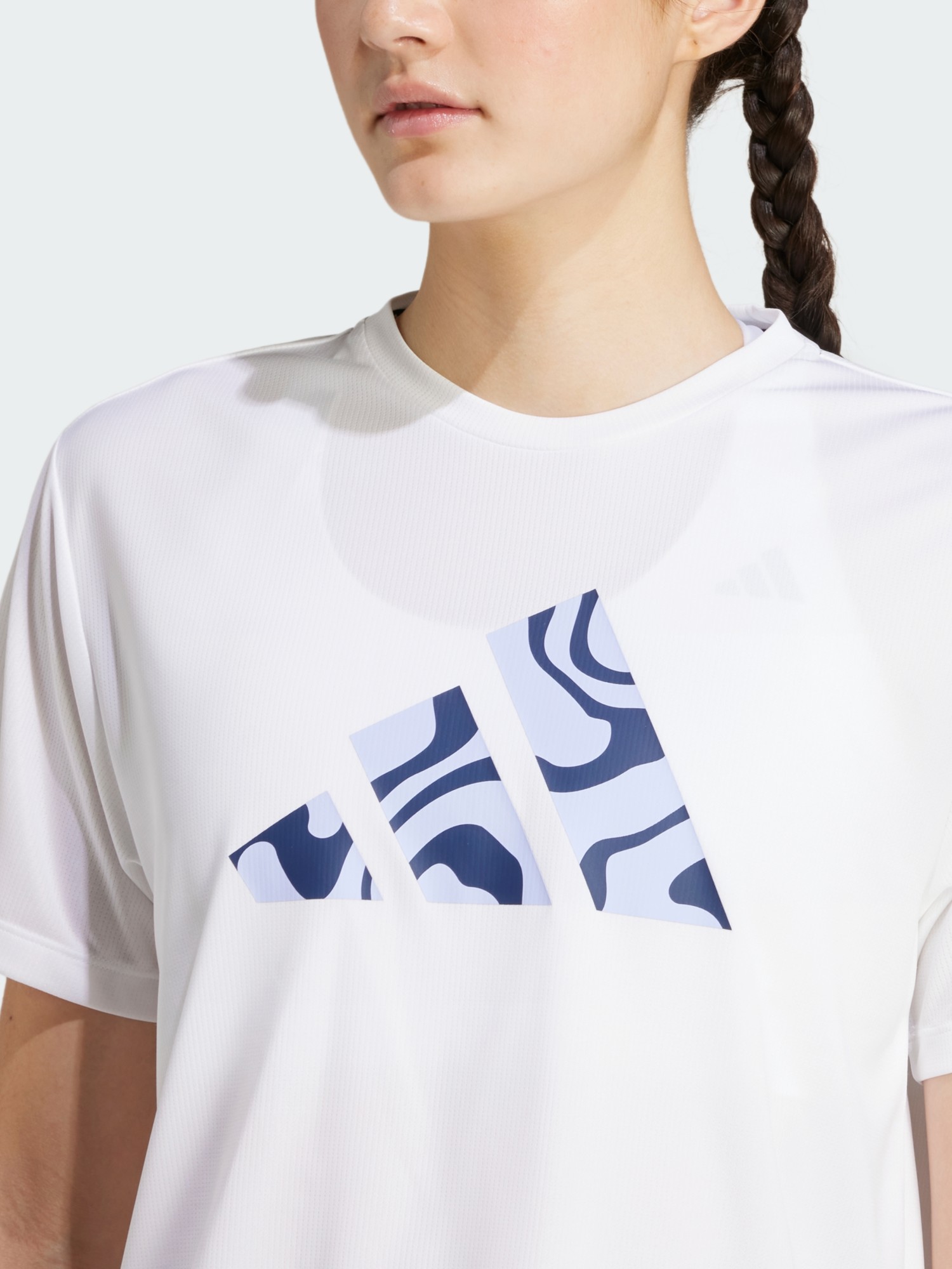 Футболка женская Adidas RUN IT BL TEE W белая JD2349 изображение 6
