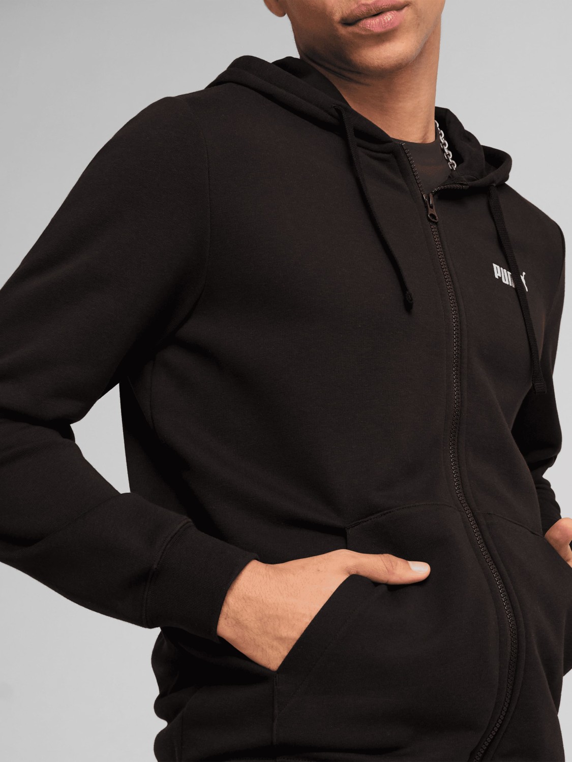 Толстовка мужская Puma ESS Full-Zip Hoodie черная 68258801 изображение 6