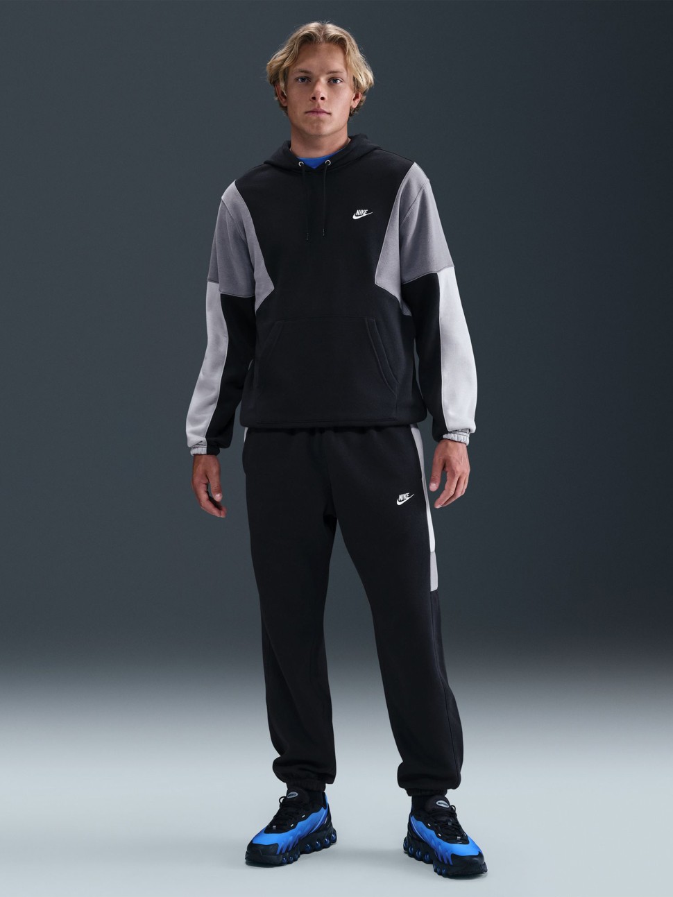 Костюм чоловічий Nike M NK CLUB FLEECE HDED TRACK GX чорний HV1165-010 — фото 2