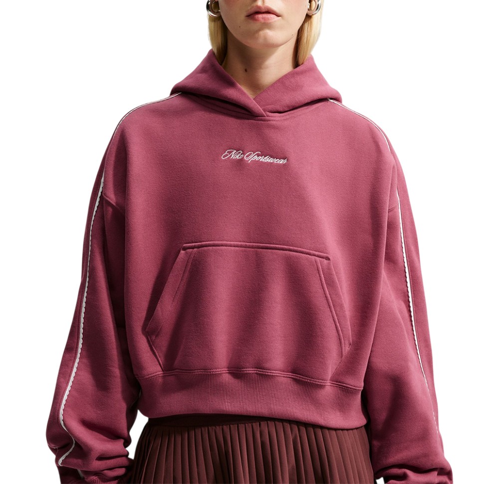 Толстовка женская Nike W NK STDO FLC MW CRP SCLOP HDY темно-розовая IO9948-654 — Sport City Толстовка женская Nike W NK STDO FLC MW CRP SCLOP HDY темно-розовая IO9948-654