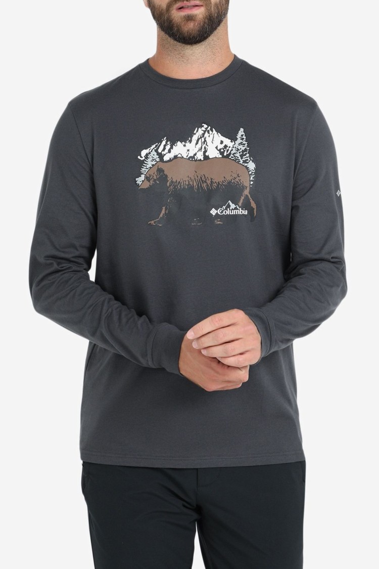  Футболка с длинным рукавом мужская Columbia Blue Reef™ LS Graphic Tee черная 1937541-011 изображение 2