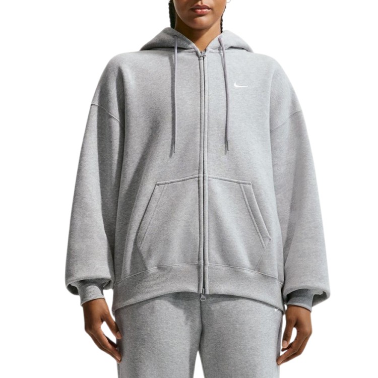 Women's sweatshirt Nike W NK STDO FLC MW OS FZ HDY gray IM8084-063
