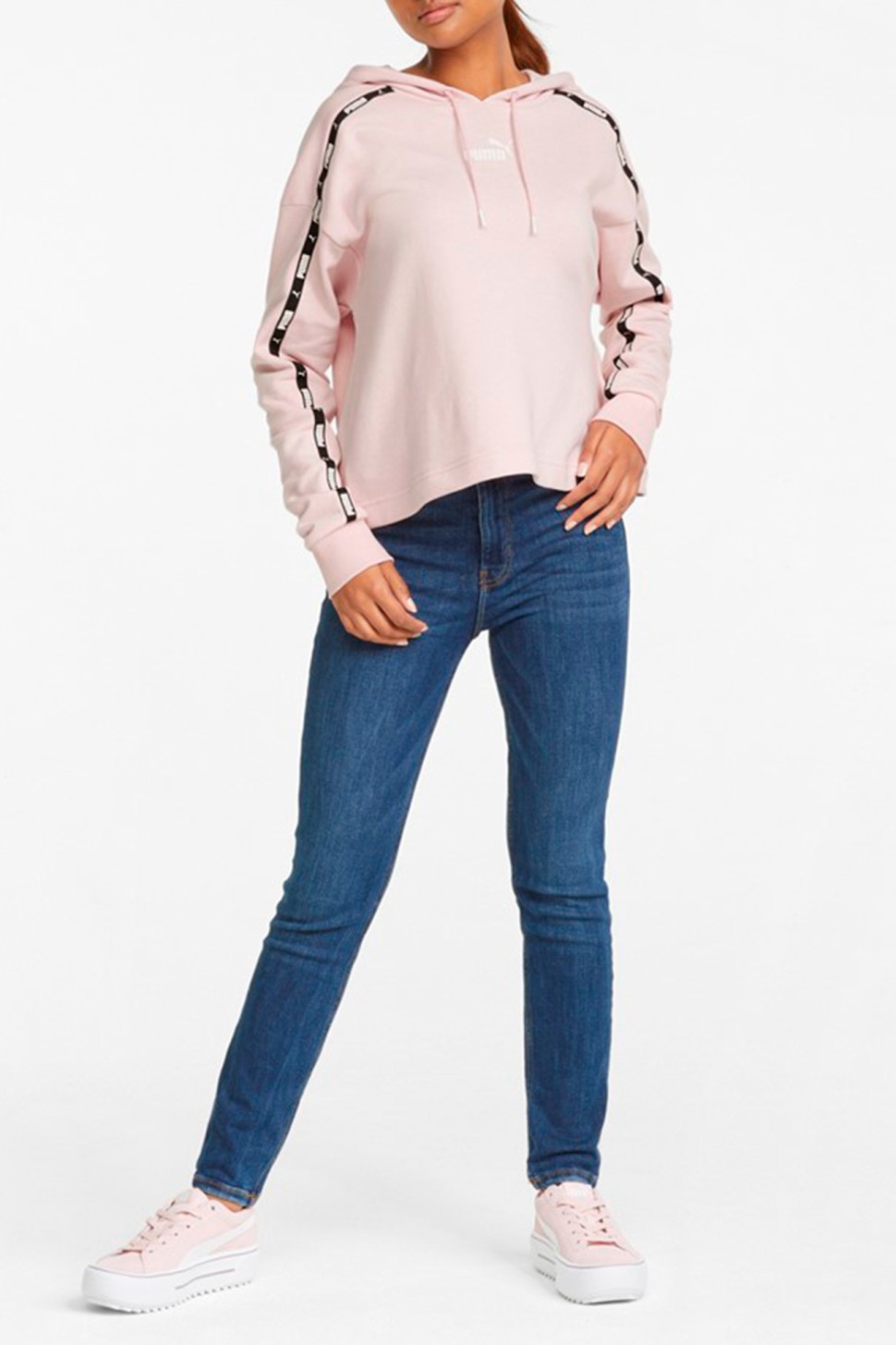 Толстовка жіноча Puma Power Tape Cropped Hoodie рожева 84843116 — фото 4