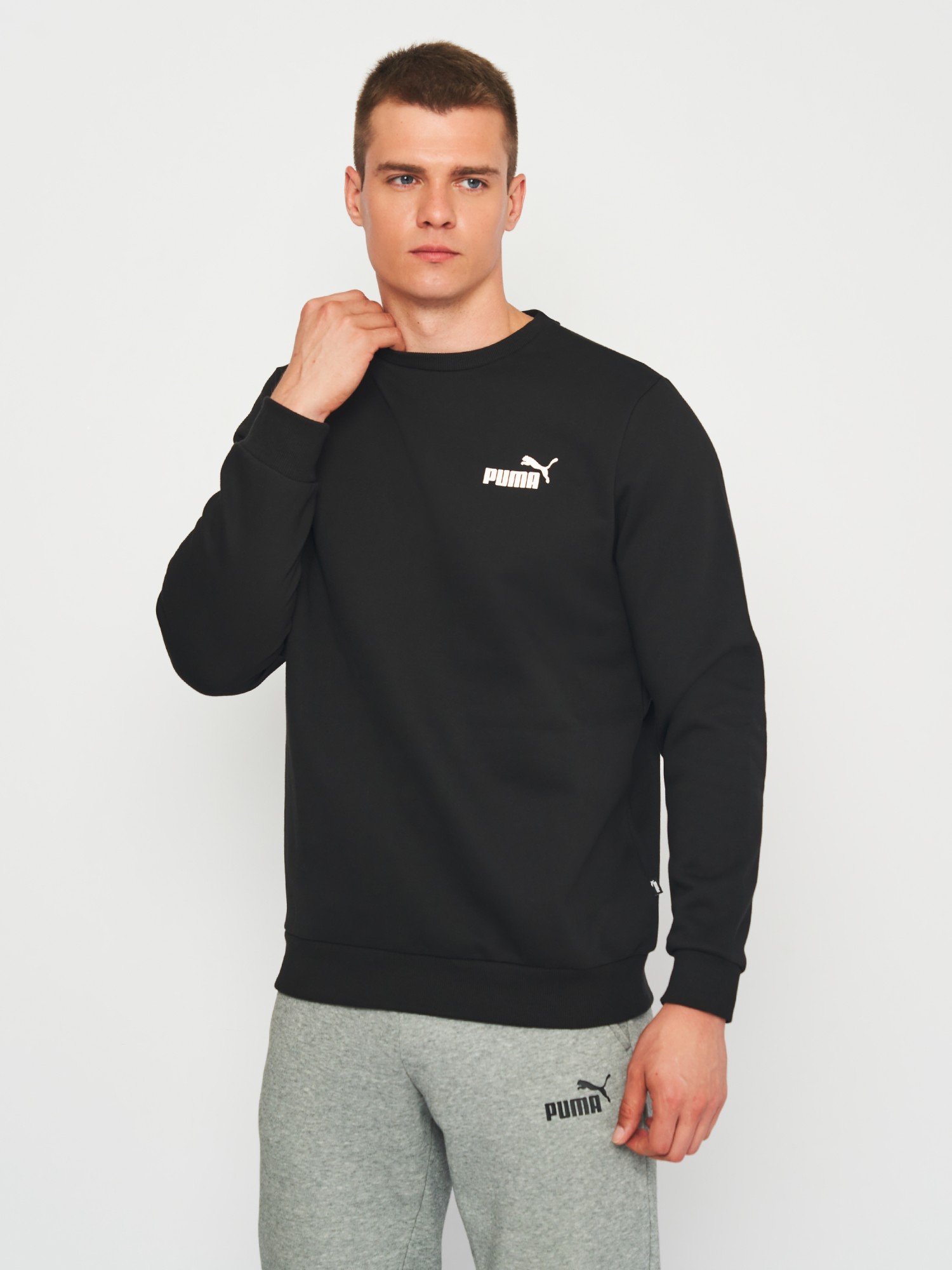 Толстовка мужская Puma ESS Small Logo Crew FL черная 58668201 изображение 2
