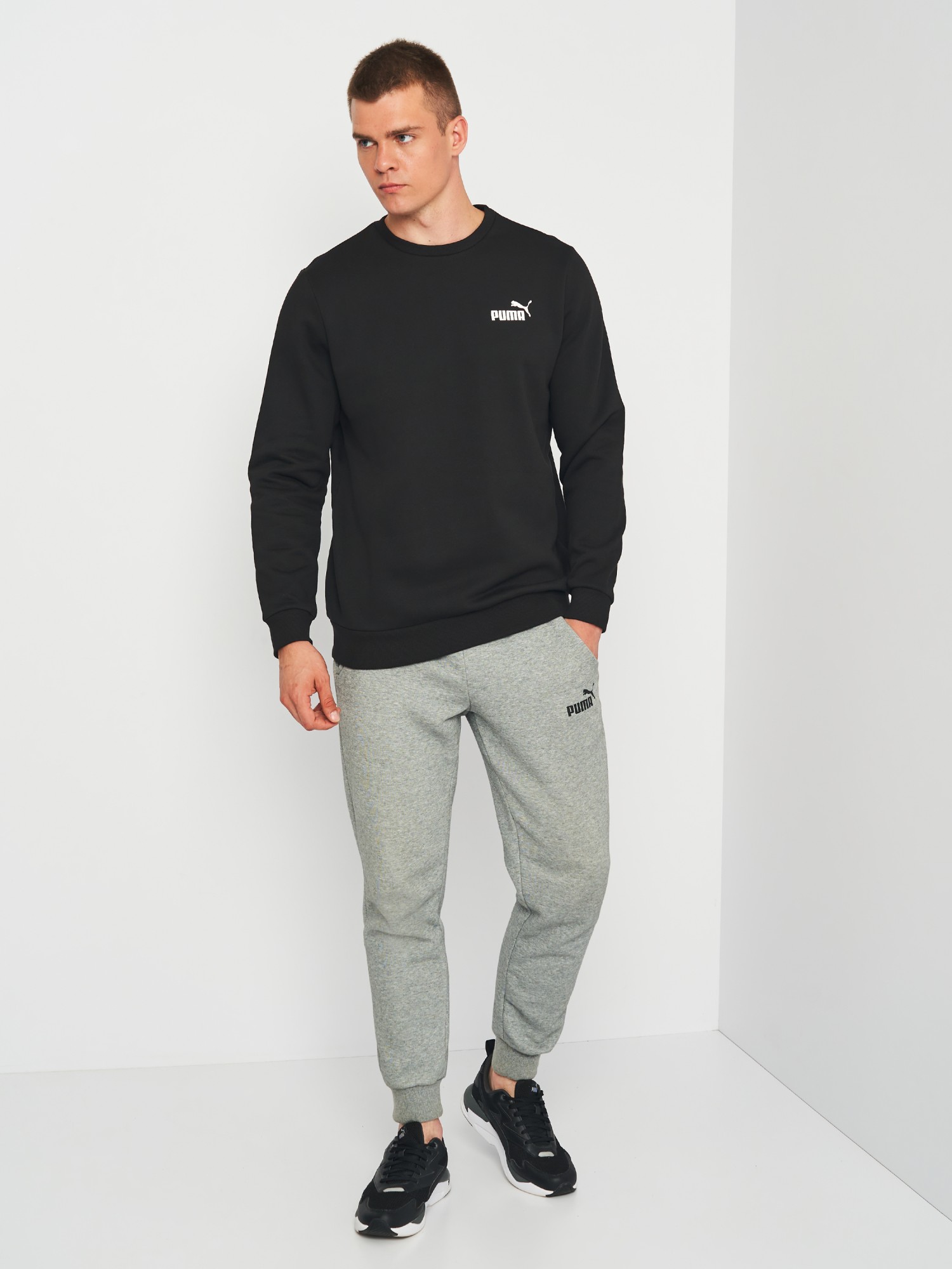 Толстовка мужская Puma ESS Small Logo Crew FL черная 58668201 изображение 5