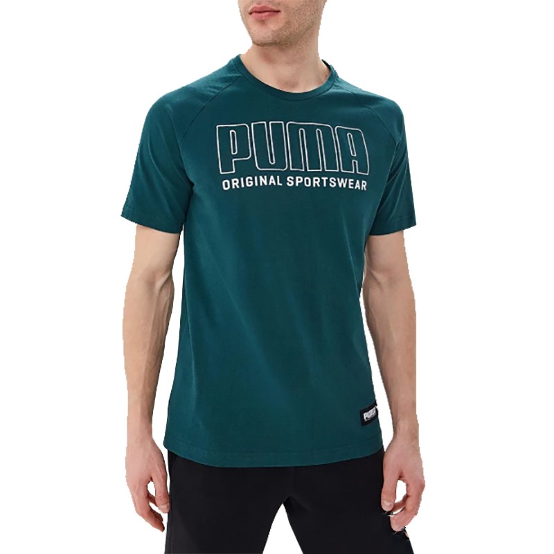 Футболка мужская Puma Athletics Graphic Tee зеленая 85513430 — Sport City Футболка мужская Puma Athletics Graphic Tee зеленая 85513430
