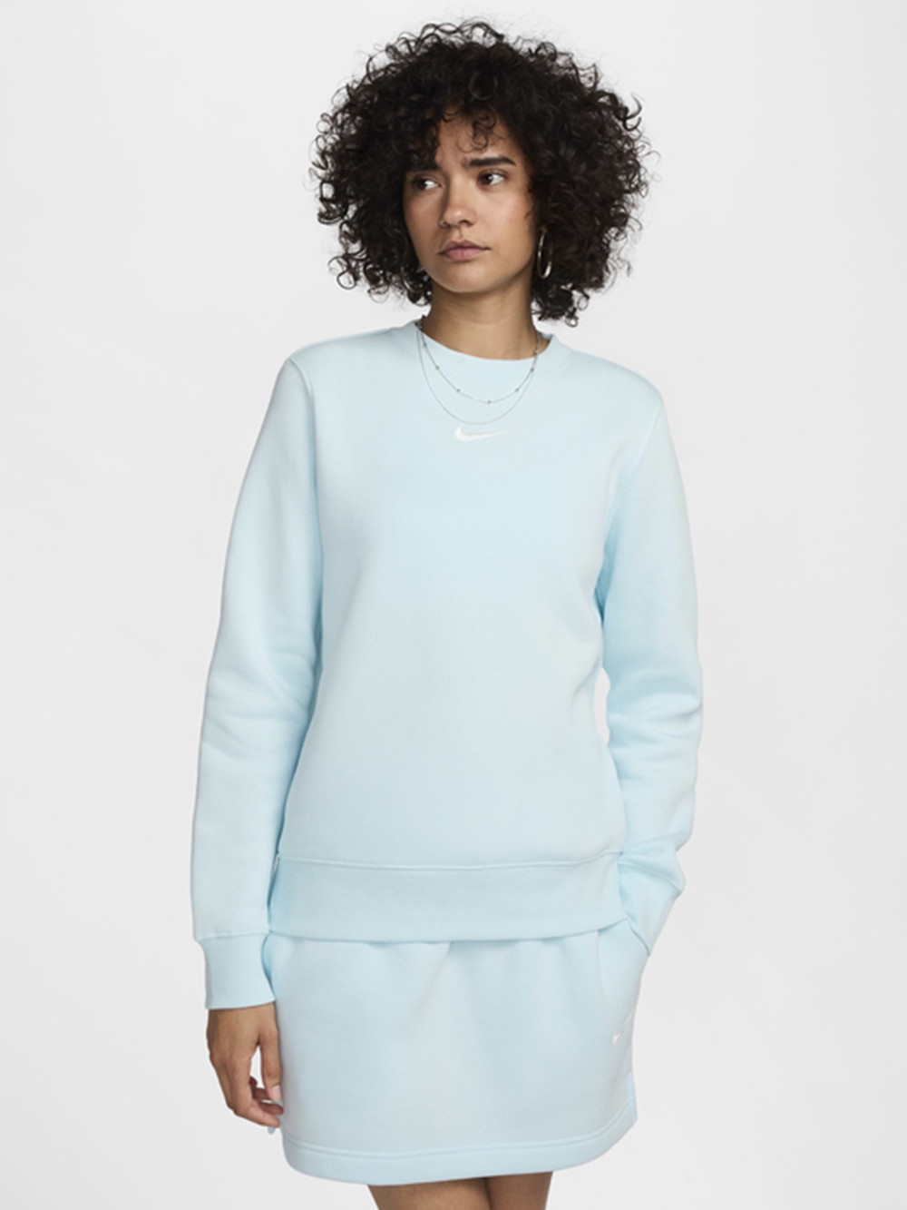 Толстовка женская Nike W NSW PHNX FLC STD CREW голубая DQ5751-474 изображение 2