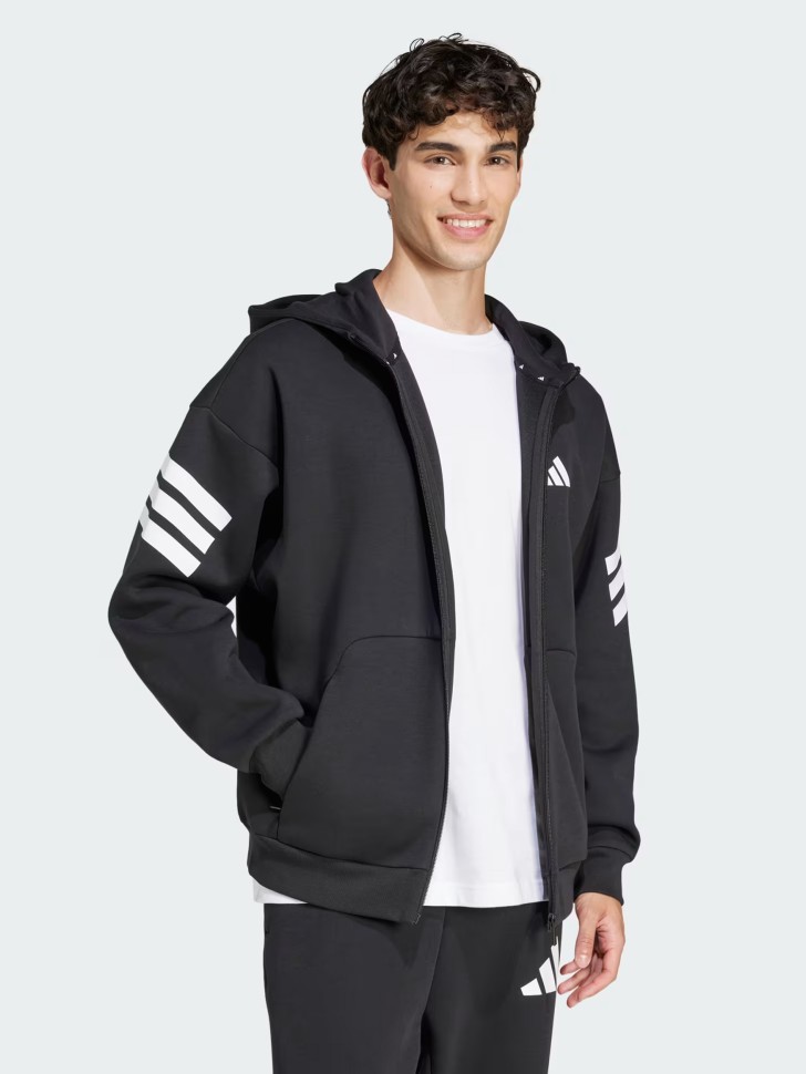 Толстовка мужская Adidas M FI 3S FZ черная JD4827 изображение 4