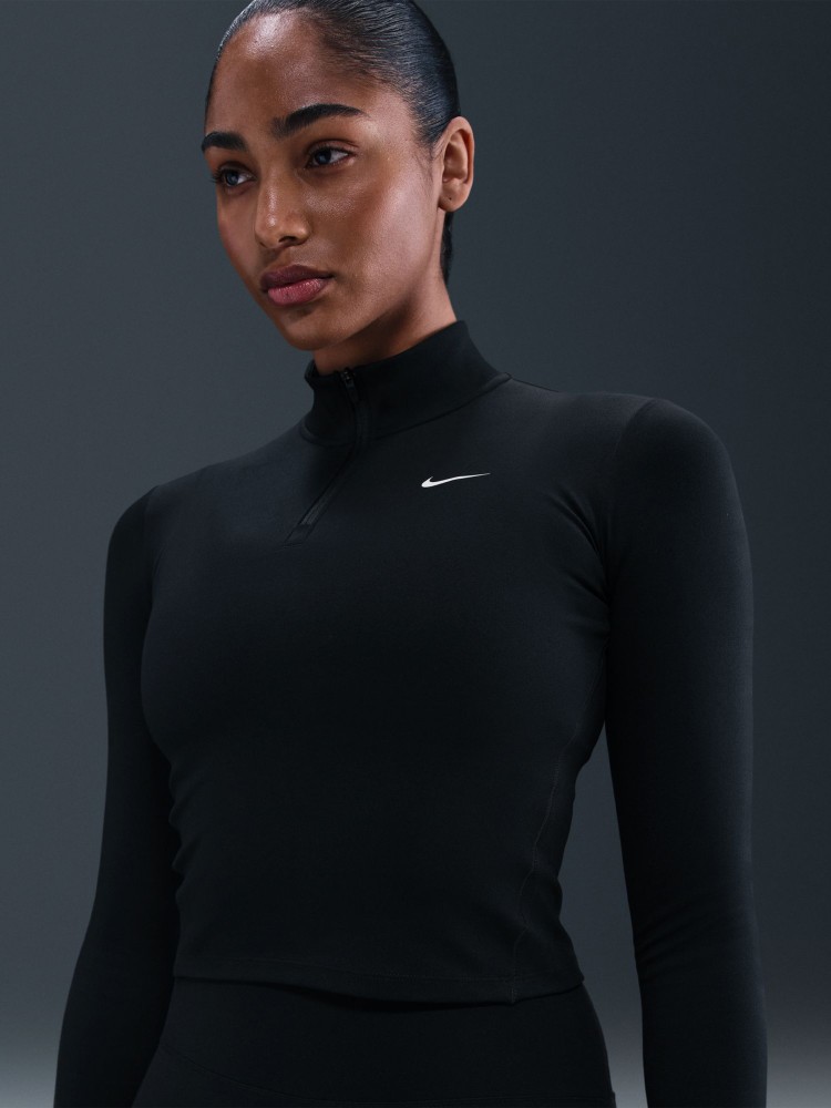 Футболка женская Nike W NK ONE DF QZ FTTD MDLYR SPD черная IM9447-010 изображение 2