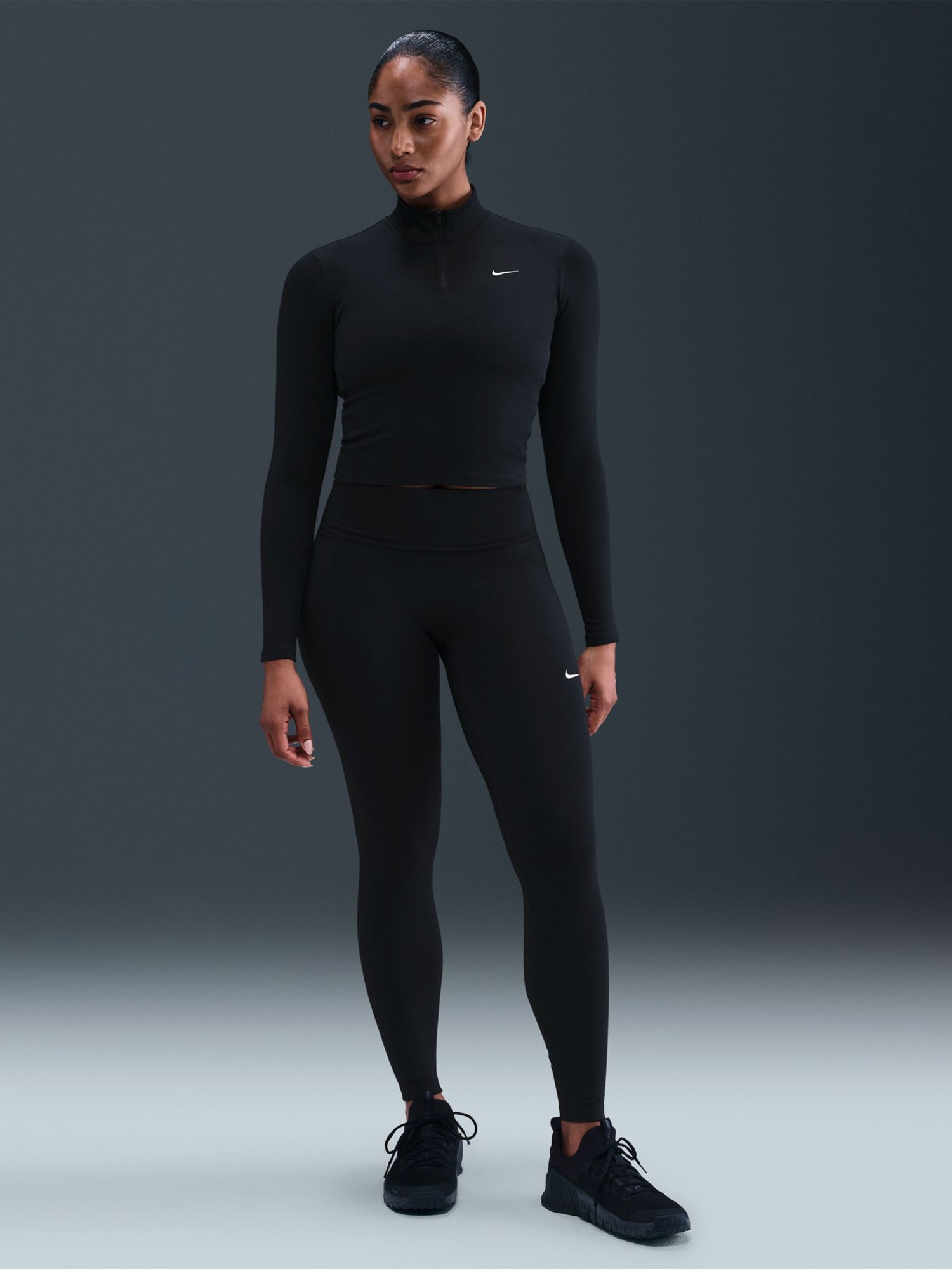 Футболка жіноча Nike W NK ONE DF QZ FTTD MDLYR SPD чорна IM9447-010 изображение 5