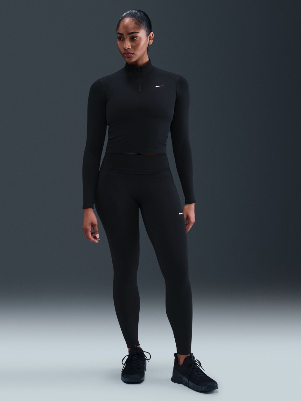 Футболка жіноча Nike W NK ONE DF QZ FTTD MDLYR SPD чорна IM9447-010 — фото 5