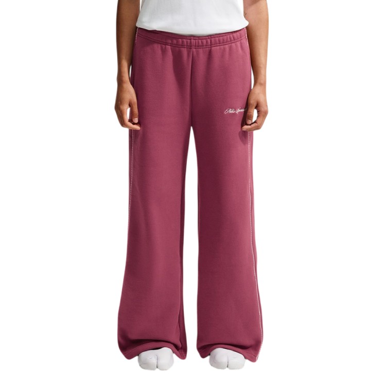 Брюки женские Nike W NK STDO FLC MW MR SCALLOP WL темно-розовые IQ3170-654