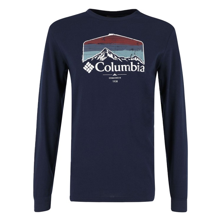  Футболка с длинным рукавом мужская Columbia Blue Reef™ LS Graphic Tee темно-синяя 1937541-466