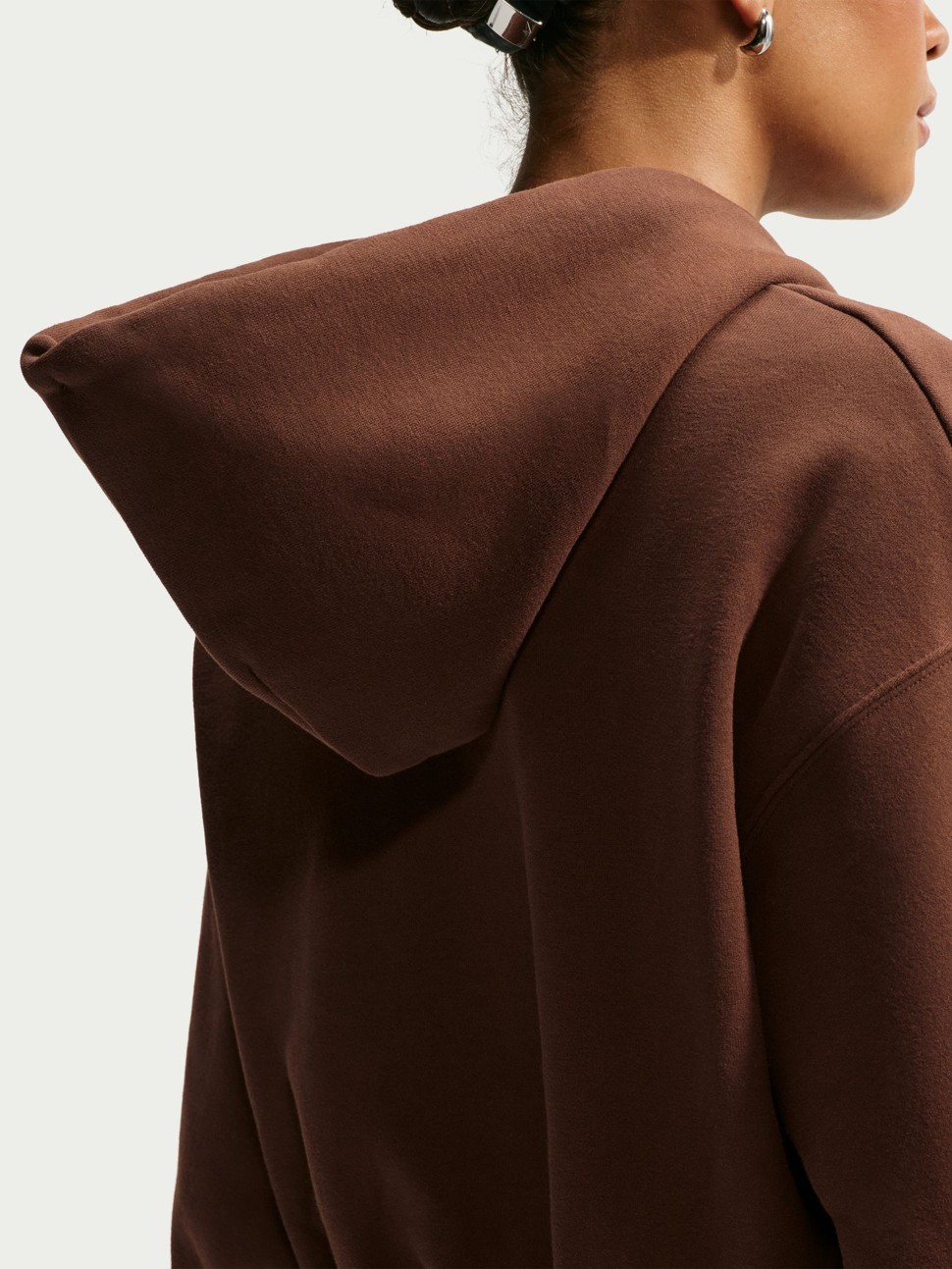 Women's sweatshirt Nike W NK STDO FLC MW OS CRP FZ HDY brown IM8499-259 — photo 5