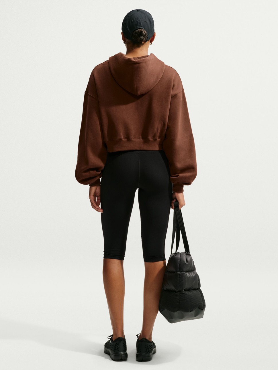 Women's sweatshirt Nike W NK STDO FLC MW OS CRP FZ HDY brown IM8499-259 — photo 7