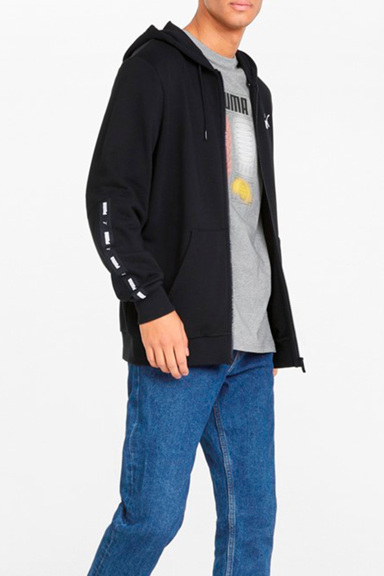 Толстовка чоловіча Puma Ess+ Tape Full-Zip Hoodie чорна 84876801 изображение 2