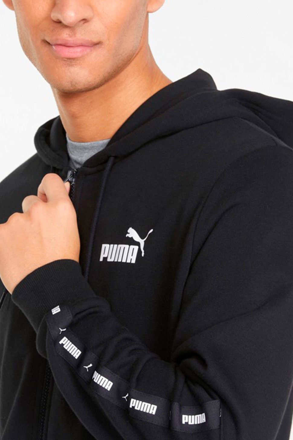 Толстовка чоловіча Puma Ess+ Tape Full-Zip Hoodie чорна 84876801 — фото 4