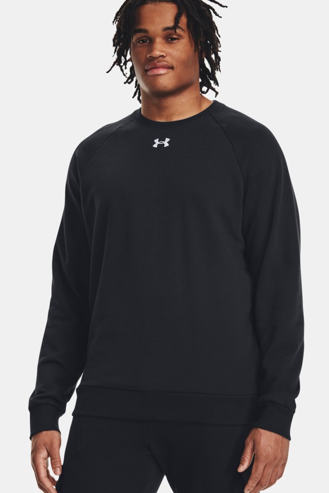 Толстовка мужская Under Armour UA Rival Fleece Crew черная 1379755-001 изображение 2