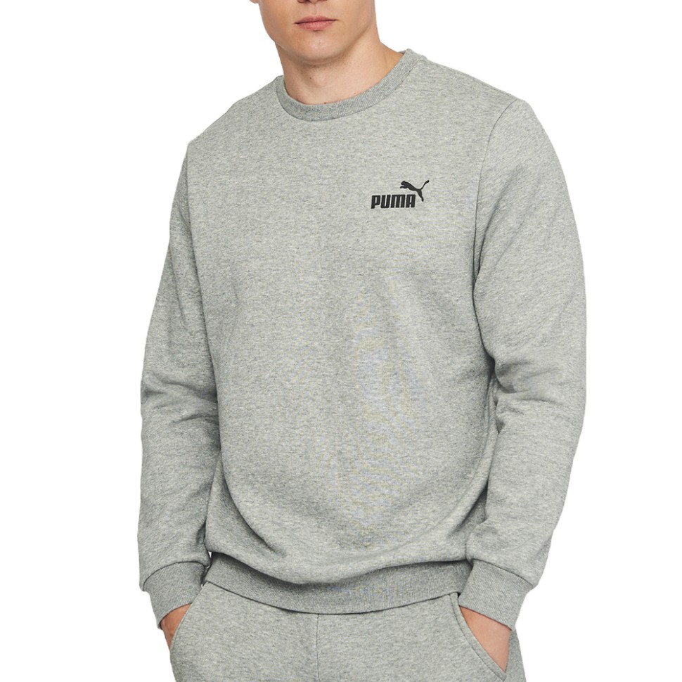 

Толстовка мужская Puma ESS Small Logo Crew FL серая 58668203, Серый