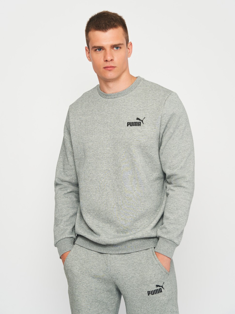 Толстовка чоловіча Puma ESS Small Logo Crew FL сіра 58668203 — фото 2