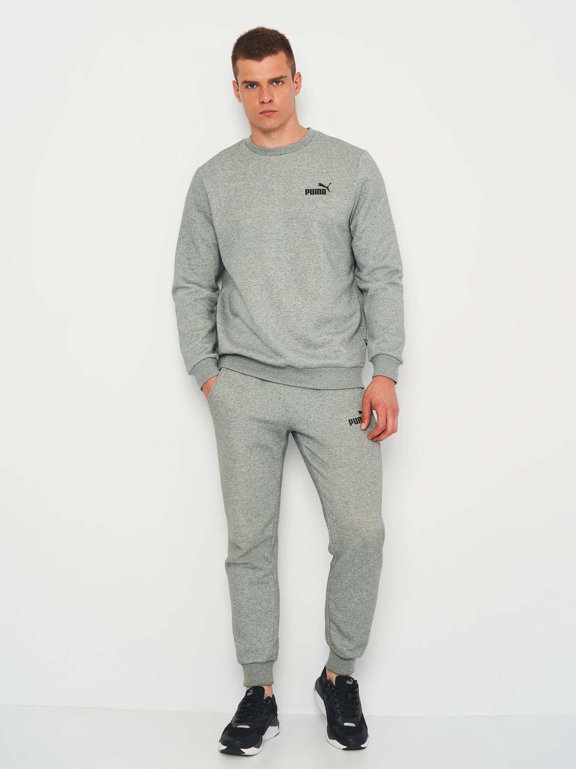 Толстовка мужская Puma ESS Small Logo Crew FL серая 58668203 изображение 5