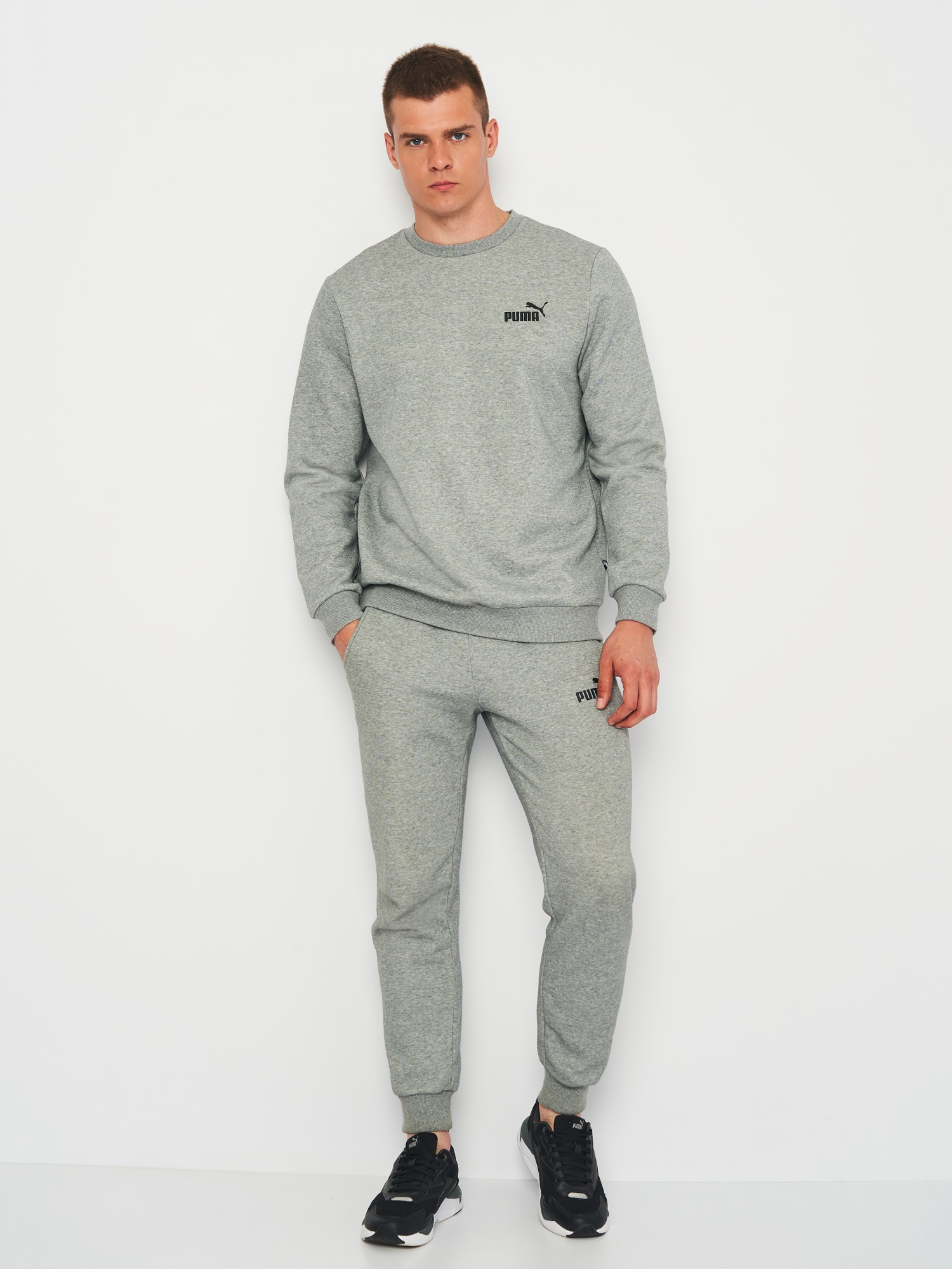 Толстовка мужская Puma ESS Small Logo Crew FL серая 58668203 изображение 5