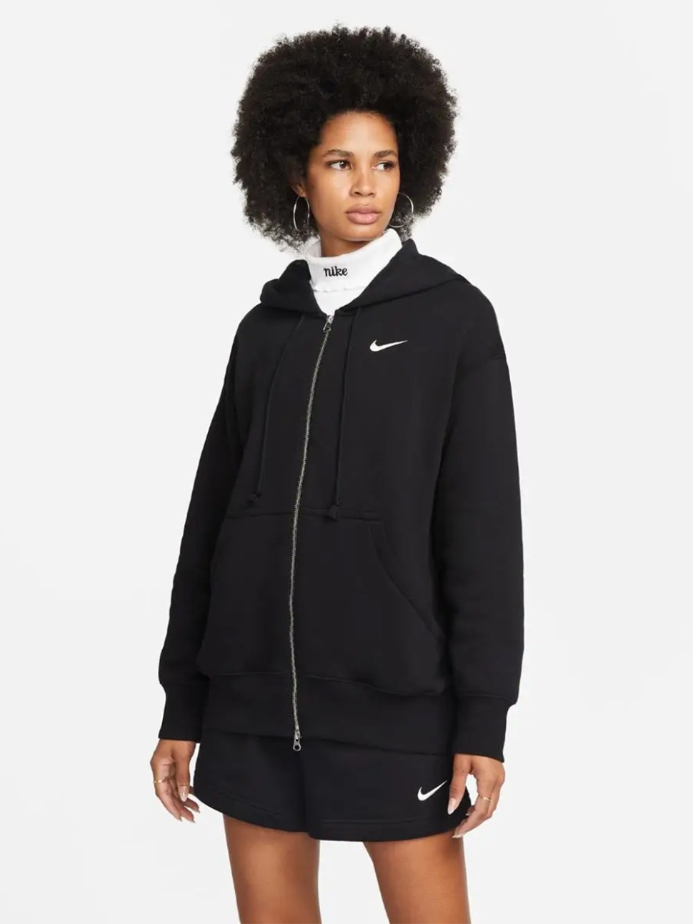 Толстовка жіноча Nike W NSW STYLE FLC FZ HOODIE OS чорна DQ5758-010 — фото 2