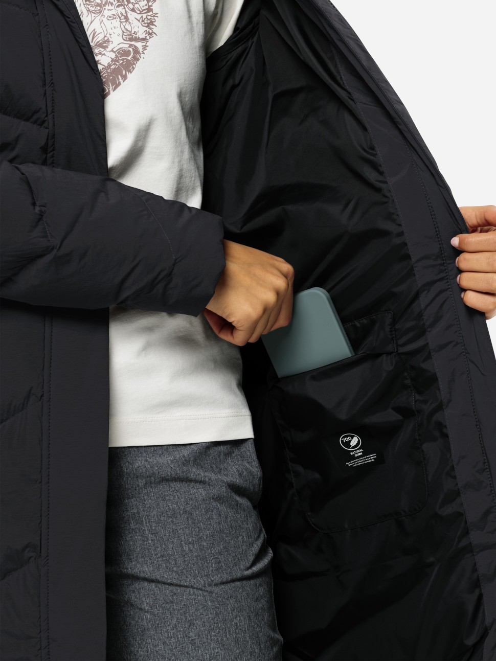 Куртка жіноча Jack Wolfskin MARIENPLATZ COAT W темно-сіра 1206971-6350 — фото 4