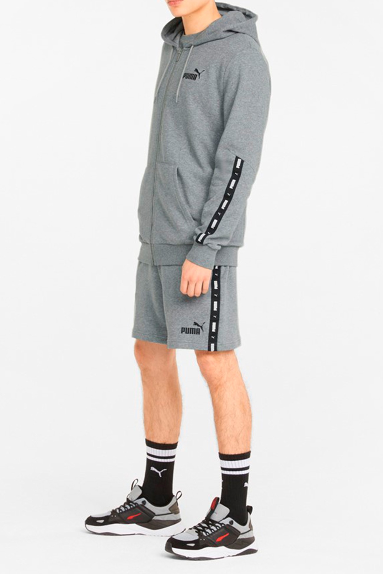 Толстовка чоловіча Puma Ess+ Tape Full-Zip Hoodie сіра 84876803 изображение 4