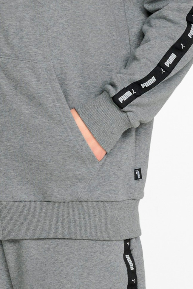 Толстовка мужская Puma Ess+ Tape Full-Zip Hoodie серая 84876803 изображение 5
