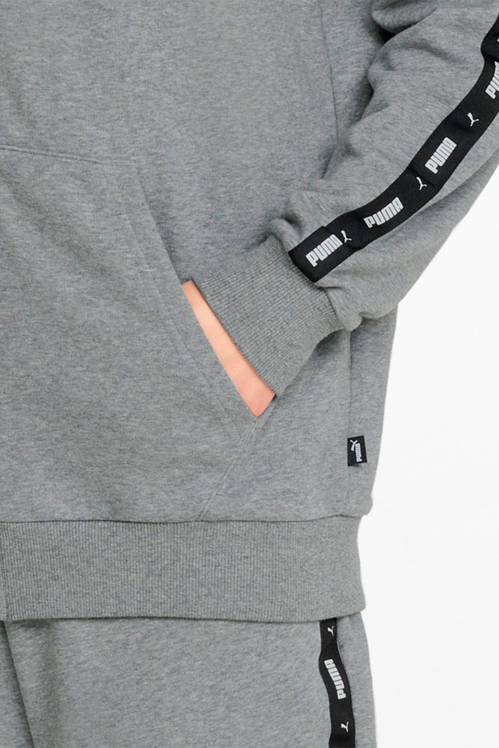 Толстовка мужская Puma Ess+ Tape Full-Zip Hoodie серая 84876803 — фото 5