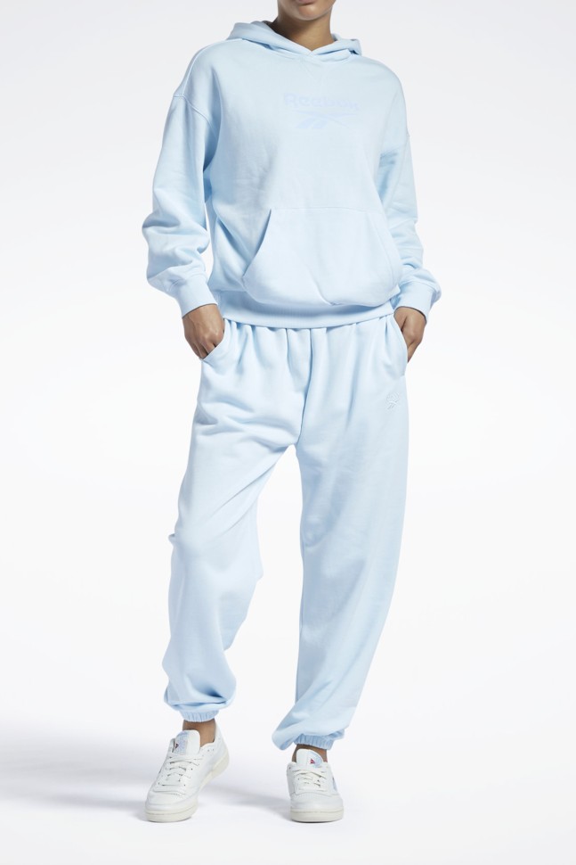 Толстовка женская Reebok Cl Pf Big Logo Ft H голубая HB8642 изображение 2