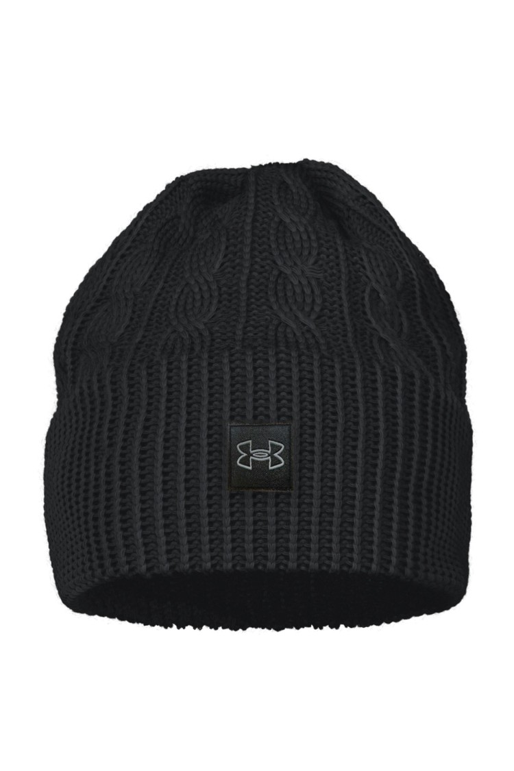Шапка женская Under Armour Halftime Cable Knit Beanie черная 1379995-001 изображение 2
