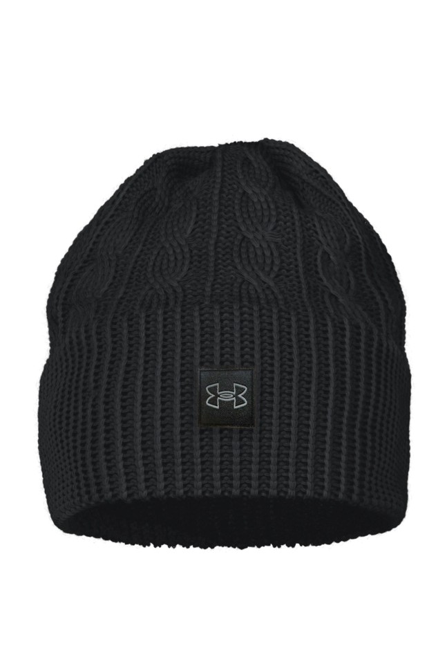 Шапка женская Under Armour Halftime Cable Knit Beanie черная 1379995-001 изображение 2