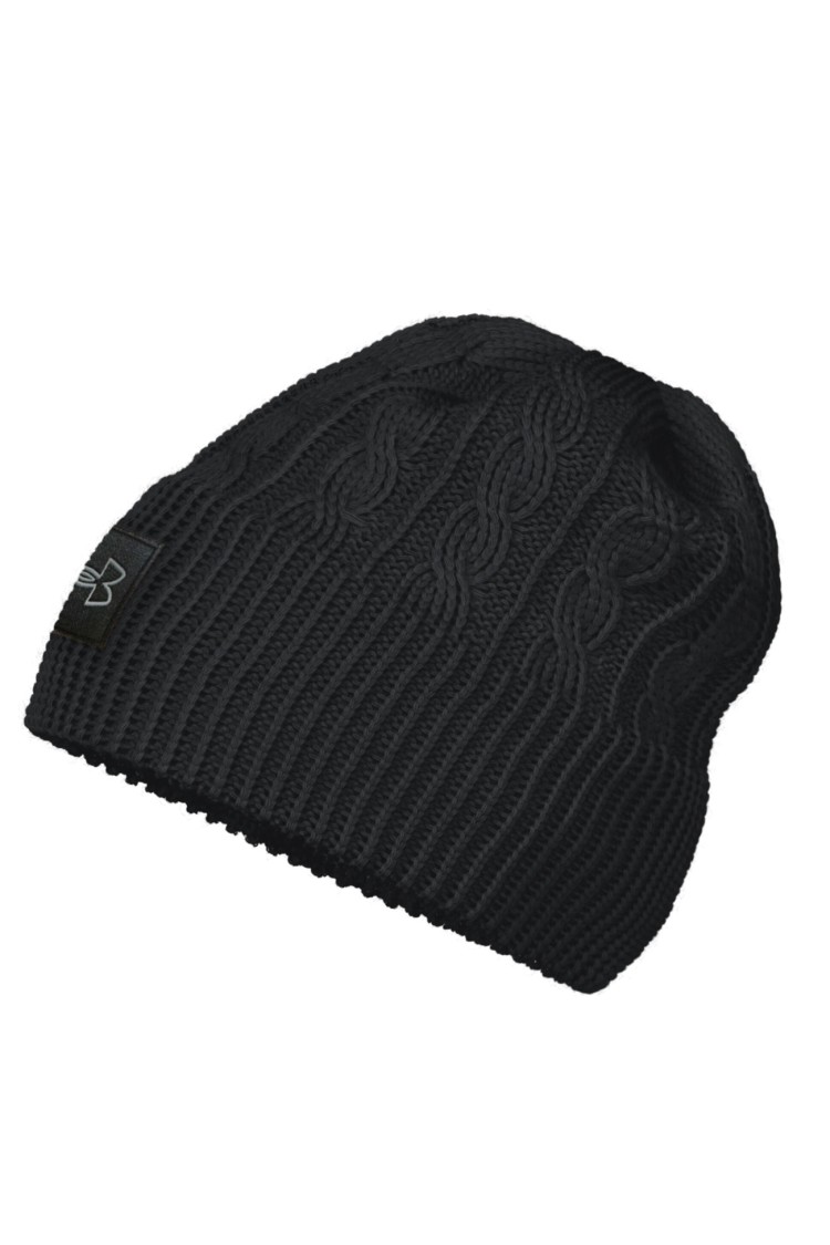 Шапка женская Under Armour Halftime Cable Knit Beanie черная 1379995-001 изображение 3