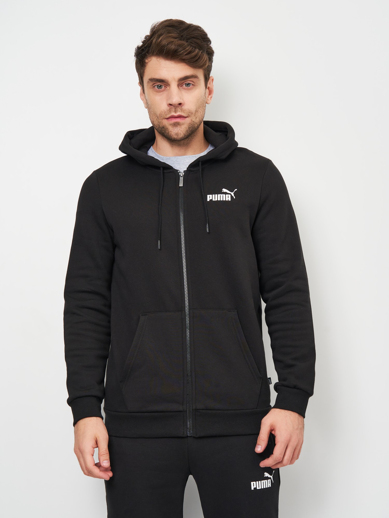 Толстовка мужская Puma ESS Small Logo FZ Hoodie FL черная 58670201 изображение 2