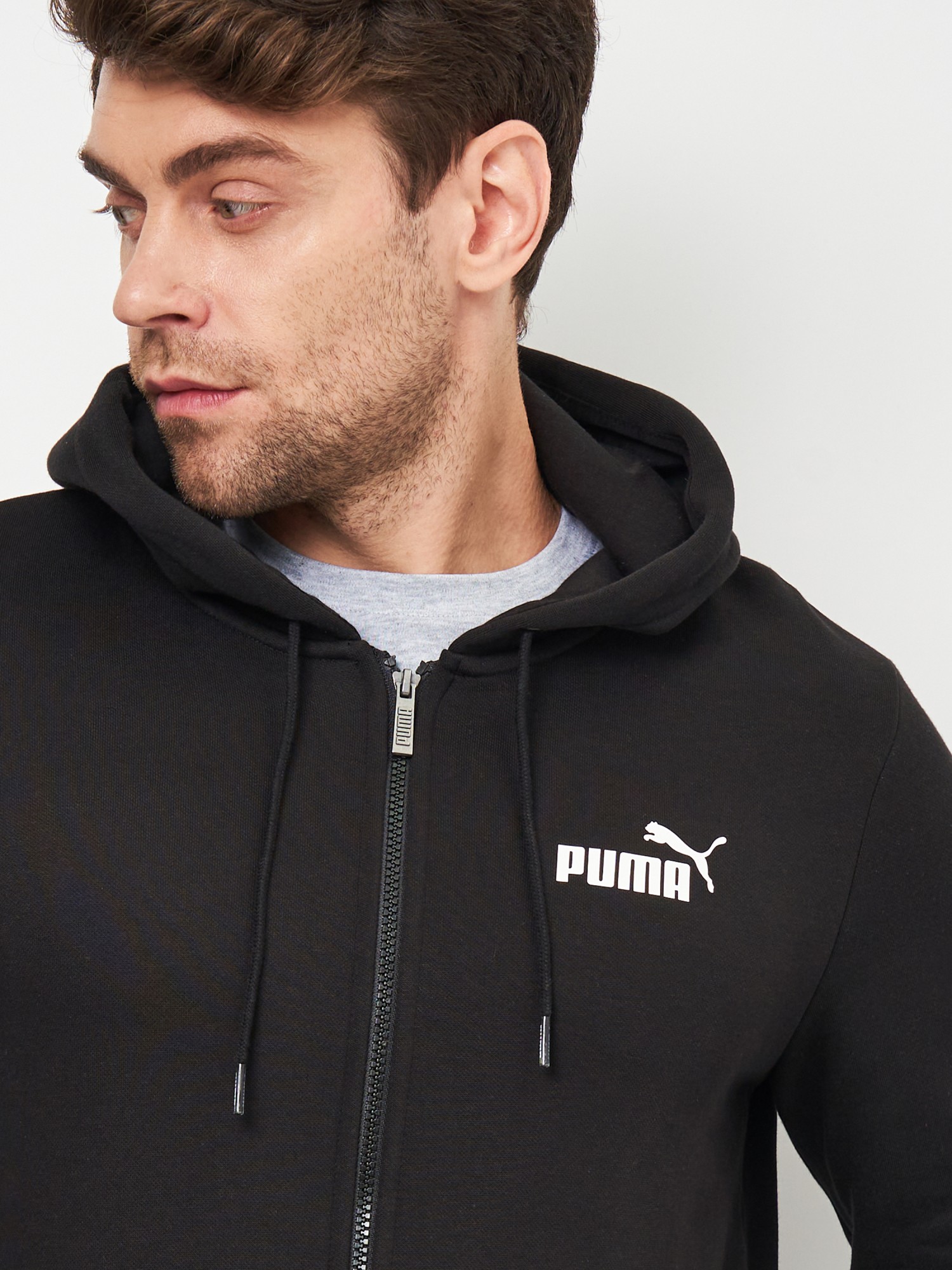 Толстовка мужская Puma ESS Small Logo FZ Hoodie FL черная 58670201 изображение 4