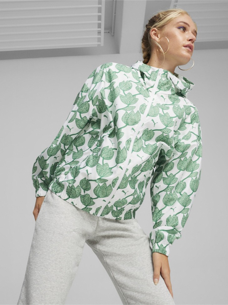 Ветровка женская Puma Blossom AOP Windbreaker зеленая 62497686 изображение 2