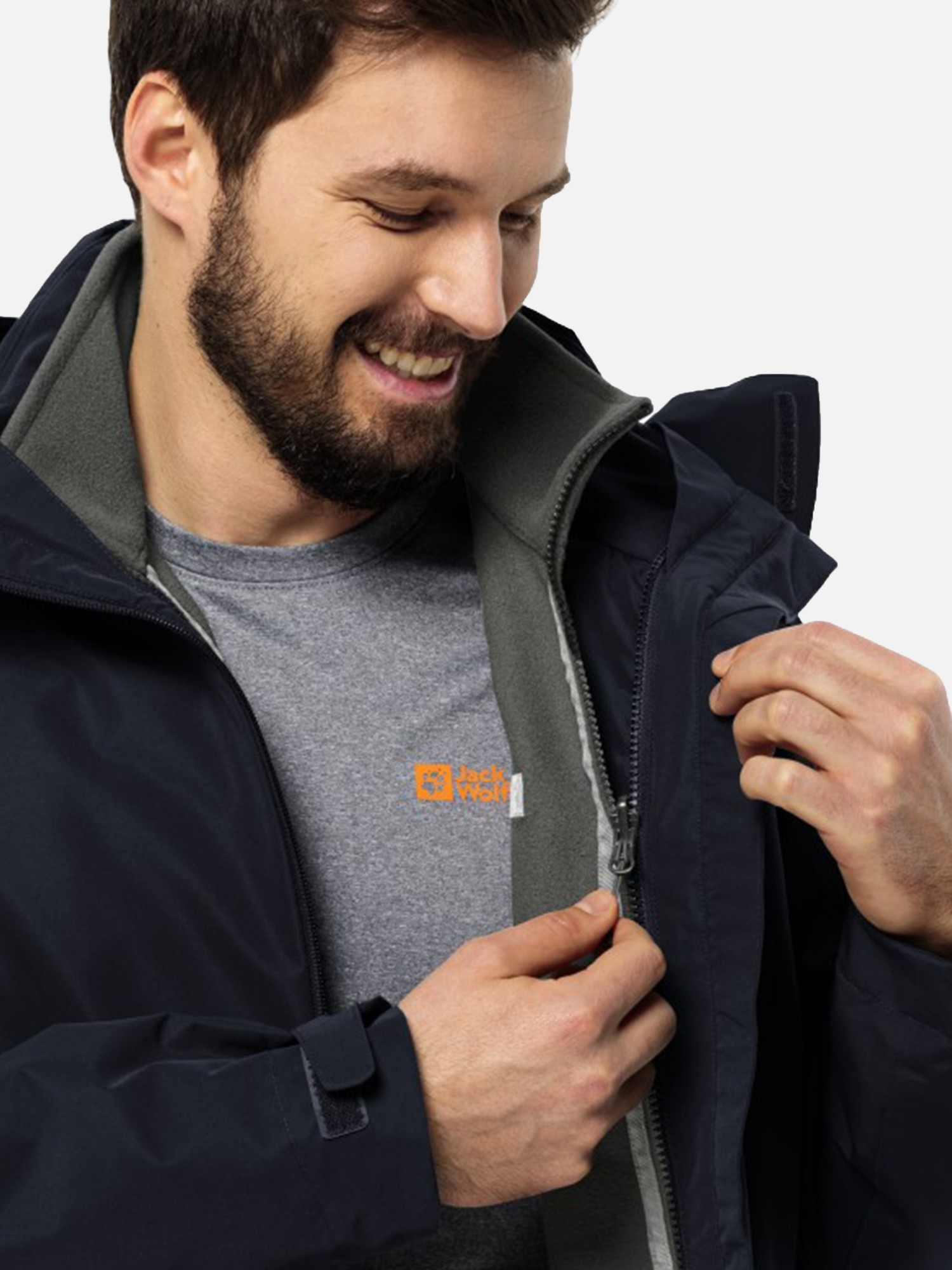 Толстовка чоловіча Jack Wolfskin WINTERSTEIN FZ M сіра 1711371-6945 изображение 5