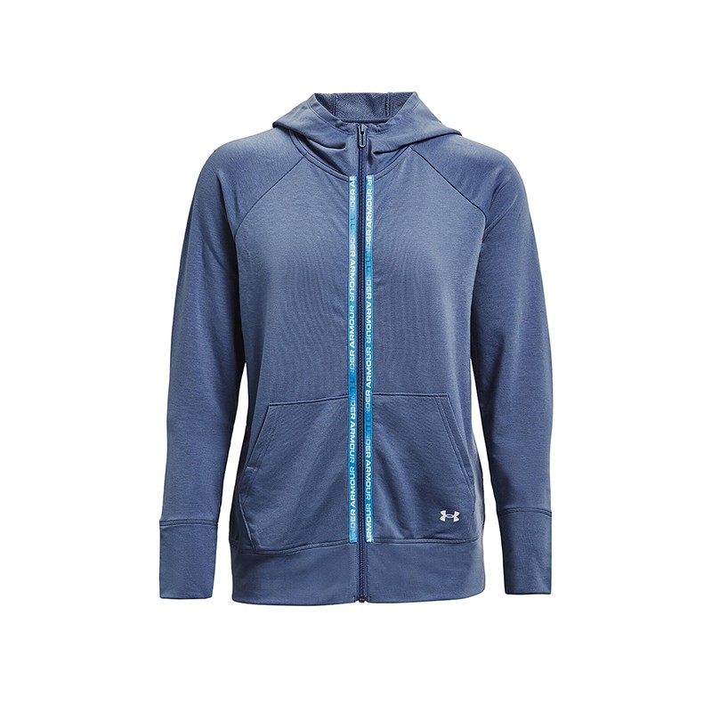 Толстовка женская Under Armour Ua Rival Terry Taped Fz Hoodie синяя 1360907-470 изображение 1