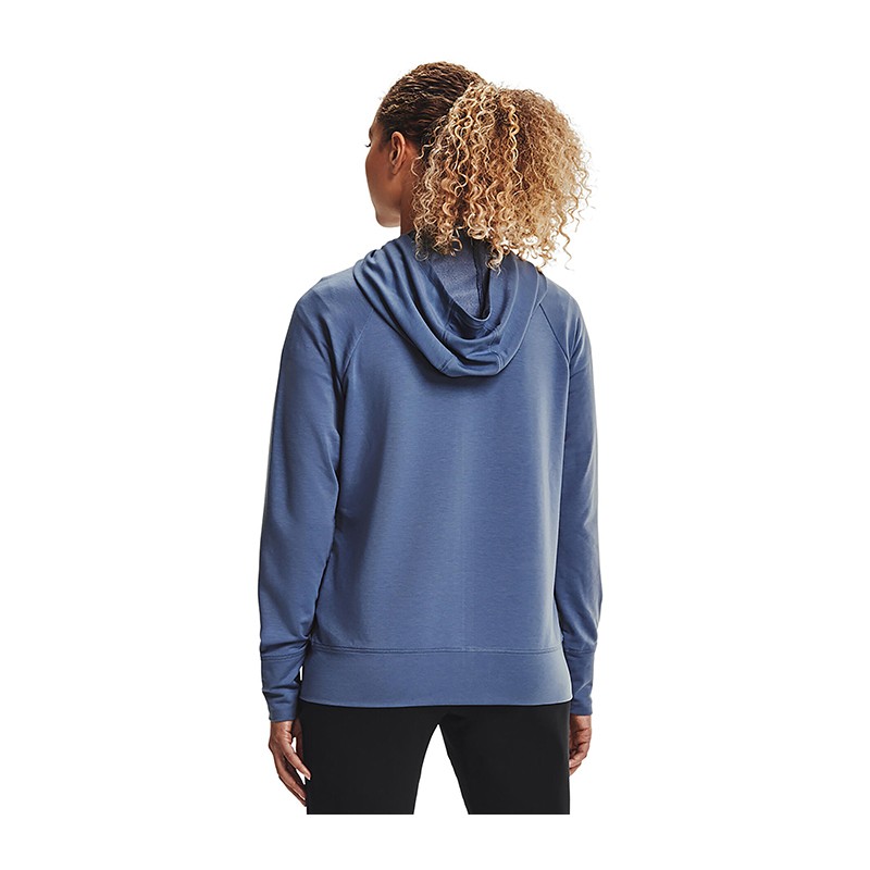 Толстовка женская Under Armour Ua Rival Terry Taped Fz Hoodie синяя 1360907-470 изображение 3
