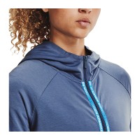 Толстовка женская Under Armour Ua Rival Terry Taped Fz Hoodie синяя 1360907-470 изображение 4