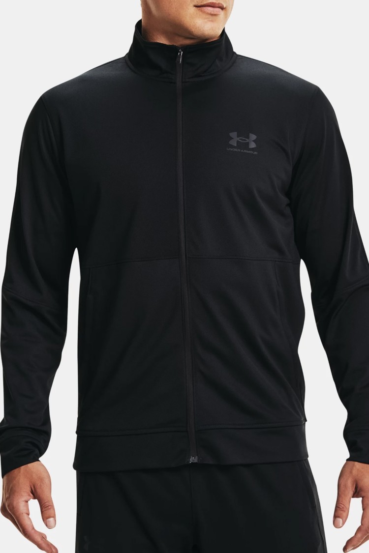 Толстовка чоловіча Under Armour Ua Pique Track Jacket чорна 1366202-001 изображение 2