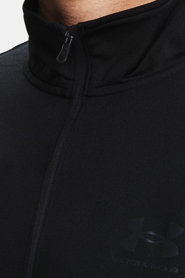Толстовка чоловіча Under Armour Ua Pique Track Jacket чорна 1366202-001 изображение 6